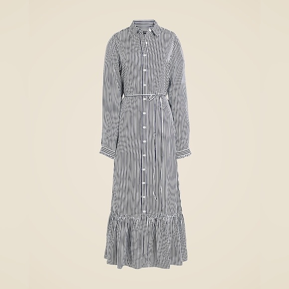 NWT Jcrew Long Amelia shirt-dress in striped drapey viscose twill - Picture 2 of 5